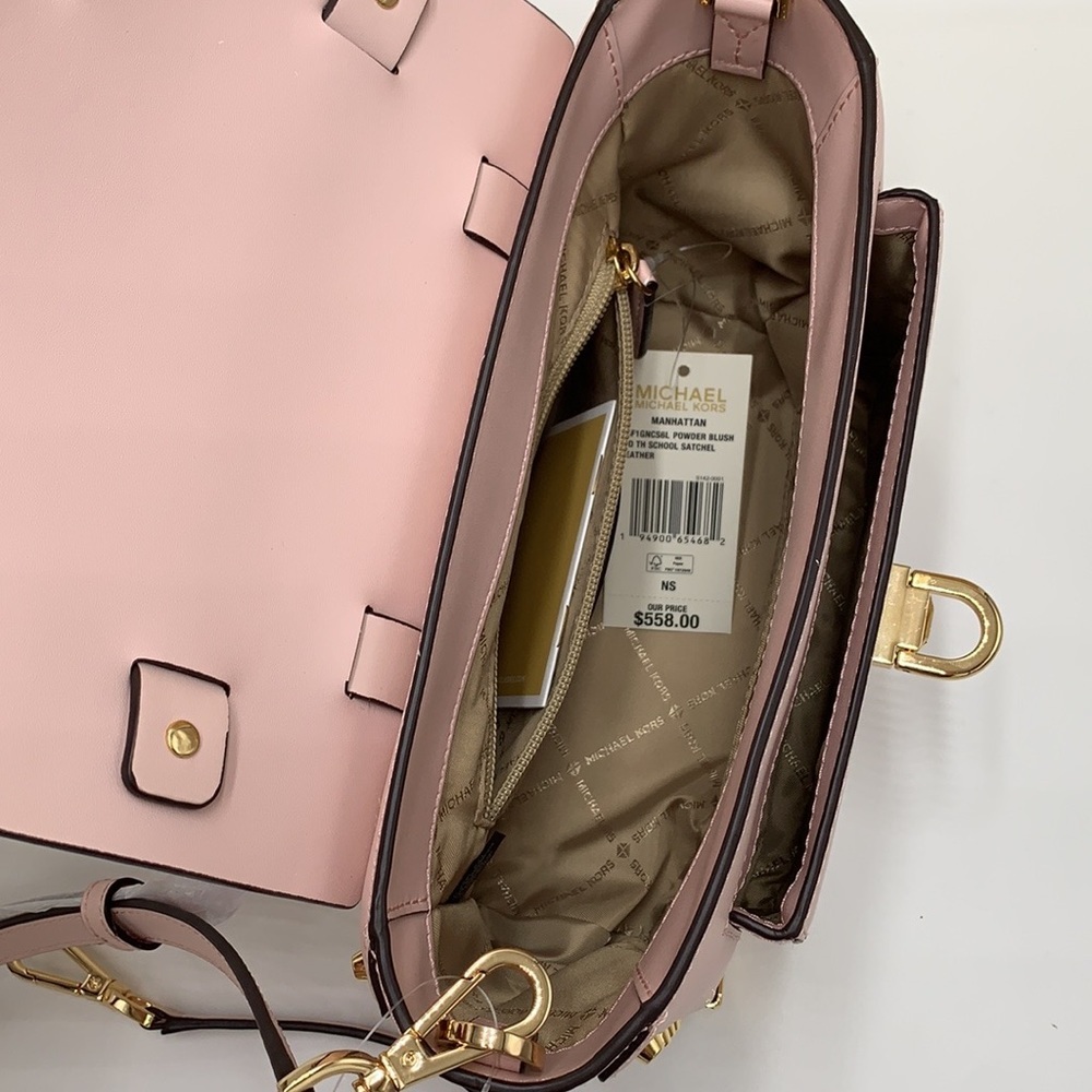 MICHAEL KORS MANHATTAN MED TOP HANDLE SATCHEL/SHOULDER/CROSSBOD BAG POWDER BLUSH - Picture 7 of 15